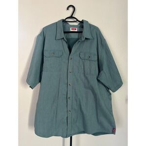 Wrangler Mens‎ 3XL Short Sleeve Button Down Shirt Teal Green Casual Workwear